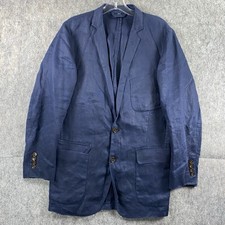 J Crew Linen Unstructured Blazer Men's XS Blue Summer Wedding 19x31 Suit Jacket