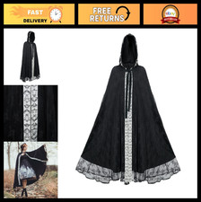 Gothic Velvet Hooded Cape Cloak - Medieval Witch Capelet for Cosplay  Costume