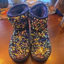 UGGs Classic Mini Stellar Purple Sequin Booties Size 5 Womens US
