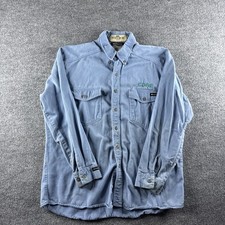 Workrite FR Shirt Mens L Blue Long Sleeve Button Up Flame Resistant Workwear