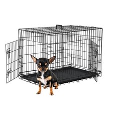 Dog Crate Dog Kennel Cage with Double Door,24 inch Folding Metal Wire Dog Cag...