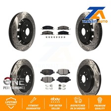 Front Rear Drill Slot Brake Rotors Ceramic Pad Kit For Ford Explorer Police Flex