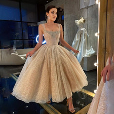 Wide Straps Evening Dresses Sequins Puffy Prom Dress Sleeveless Party Gowns Robe