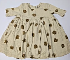 Rylee and Cru Baby Khaki Short Sleeve Golden Sun PatternDress Size 18/24M