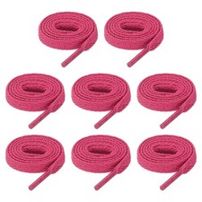 4 Pairs Flat Shoe Laces 5/16" x 50" Polyester Sneaker Shoestring, Dark Pink