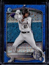 2025 Bowman Robert Calaz Chrome Prospects Blue Shimmer Refractor #/150 Rockies