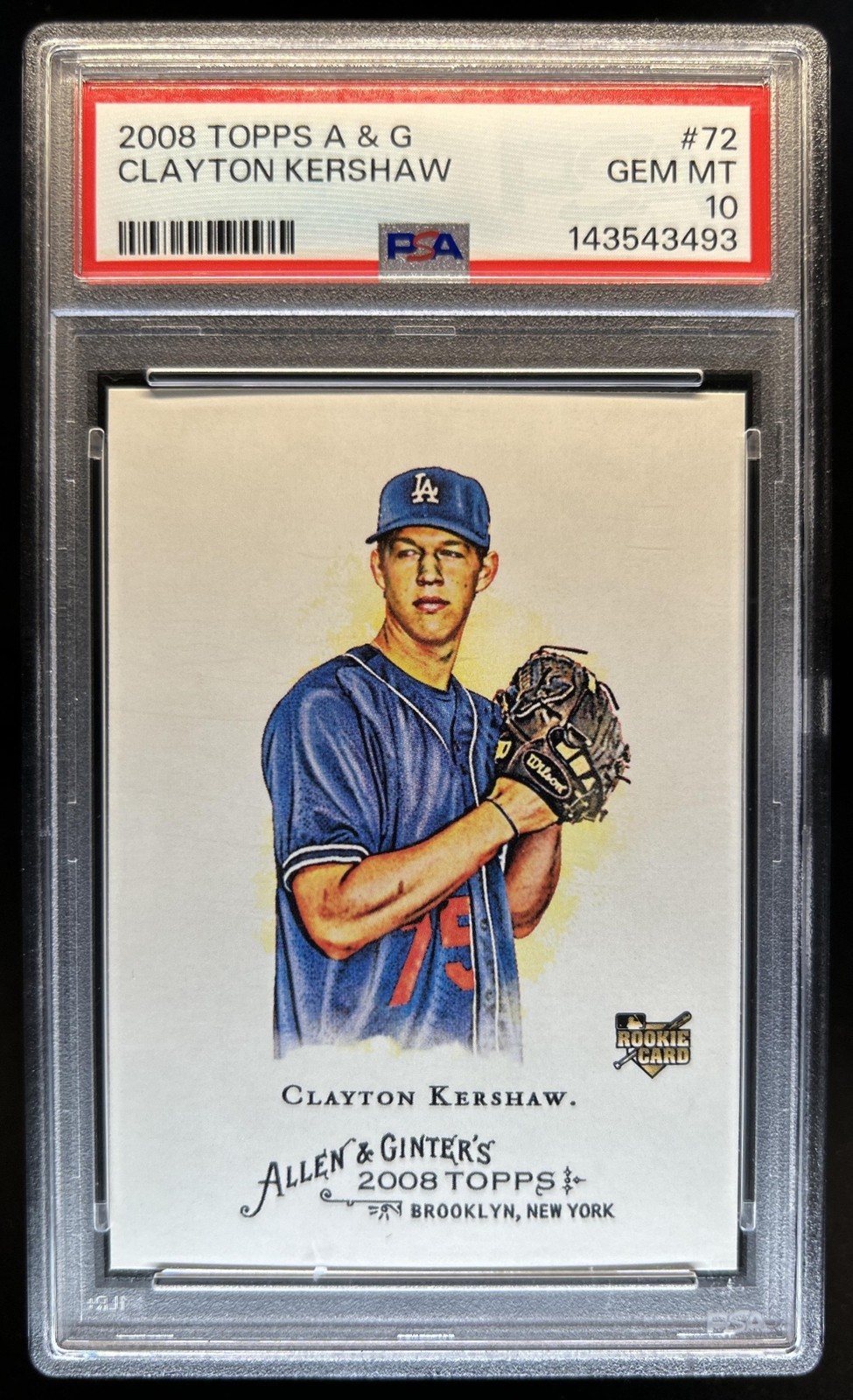 2008 Topps Allen & Ginter Clayton Kershaw Rookie RC #72 Dodgers PSA 10 GEM MINT