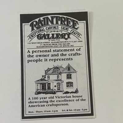 Raintree Gallery Exceptional Carvings Signs 1986 Lancaster County Ad SAH7-S62