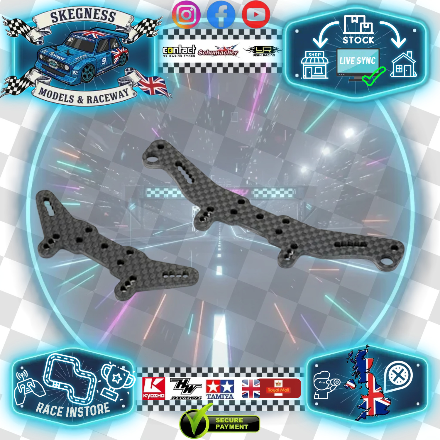 LOUISE / Carten - LDX / T410 - RC CARBON SHOCK TOWERS Front & Rear - LNHA433