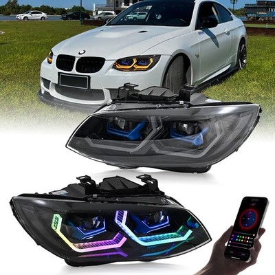 2X RGB LED Headlights For 2010-2013 BMW 3-Series E92 E93 2-Door DRL Sequential