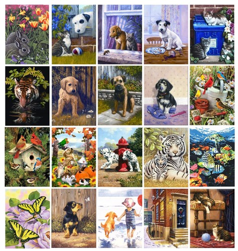 24 SETS TO CHOOSE FROM DOG CAT PUPPY & ANIMAL PAINTINGS A4 PAINT BY NUMBER KITS - Afbeelding 1 van 36