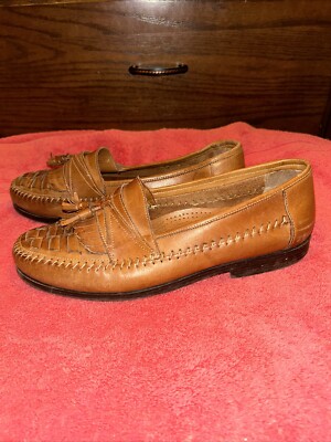 GIORGIO BRUTINI Bartell Brown Leather Tassel Woven Loafers  display picture 3