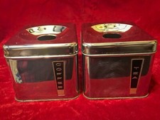 VINTAGE Metal Canisters COFFEE and TEA 1950's AS IS Nice Kitchen Decor 