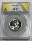 1959-D  Washington US Silver Quarter,   MS64 by ANACS,   a SUPERB looking coin!!