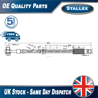 Fits Vauxhall Astra 2005-2010 1.8 2.0 Brake Hose Front Stallex 5562279