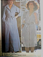Dress Halston 12 McCalls 4952 Sewing Pattern UC VTG Button Collared Long Knee