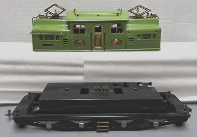 LIONEL PREWAR STANDARD GAUGE 408E APPLE GREEN ELECTRIC LOCOMOTIVE SHELL W/FRAME