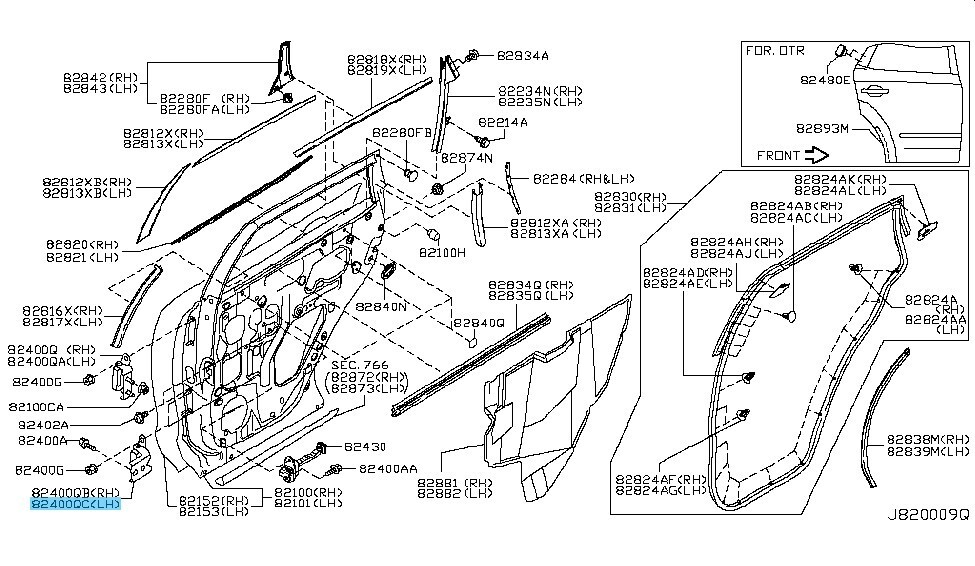 のん NISSAN MURANO PNZ5# 2003-2014 Genuine Rear Door Lower Hinge LH