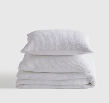 Quince 100 Organic Cotton Waffle White Duvet 2 Sham King/ Cal King 682