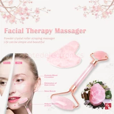 Elegant Rose Quartz Jade Gua Sha Roller Body Face Skin Beauty Therapy Massager
