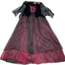 Lady Vampire Gothic Costume Wicked Queen Dress w/Cape Attached Girls XL/Women S