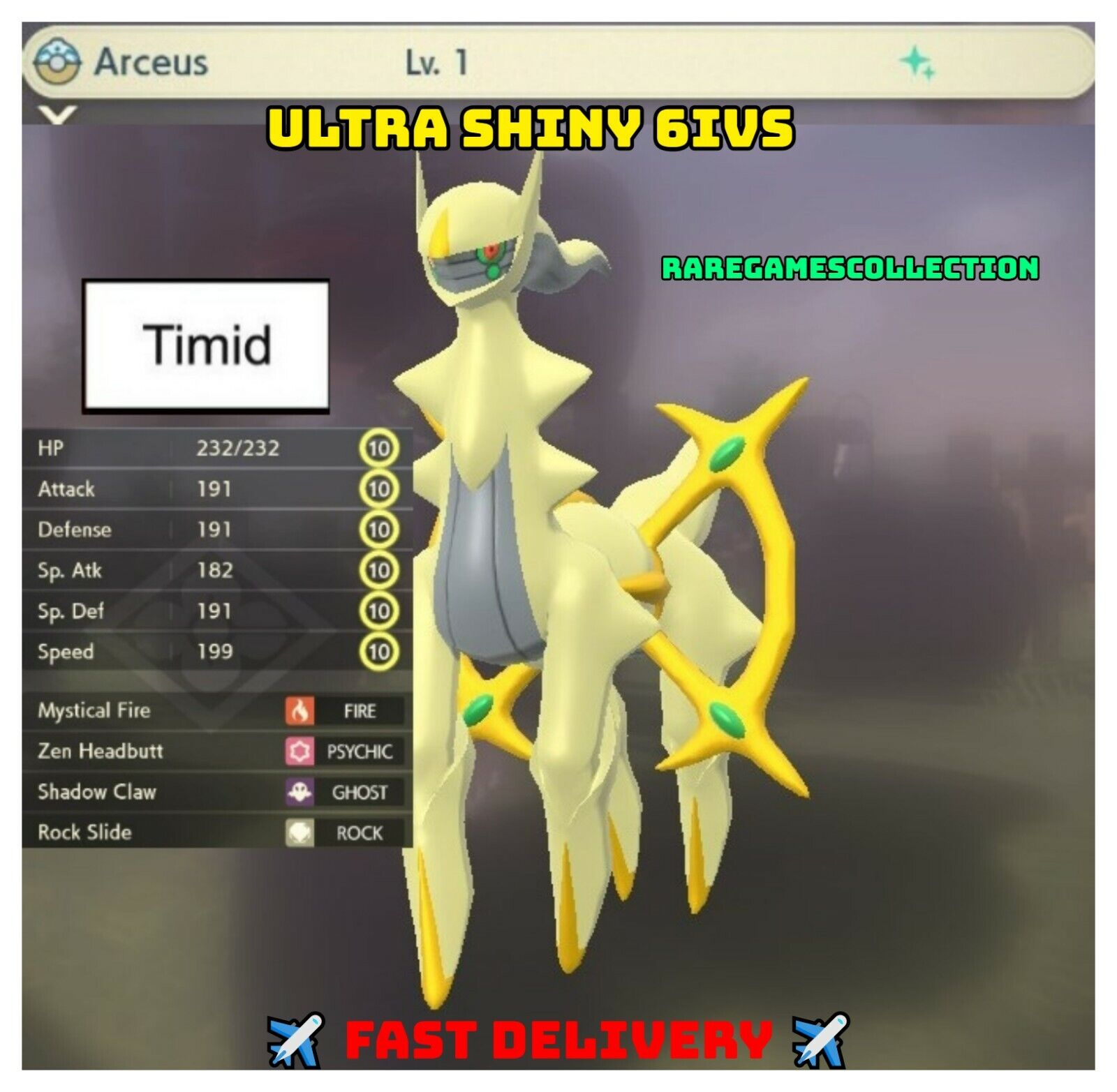 ✨ SHINY ✨ ARCEUS MAX Effort LEVEL 1 Pokemon Legends Arceus FAST DELIVERY