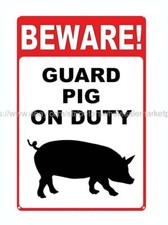 retro home decor wall decor Beware Guard Pig on Duty metal tin sign