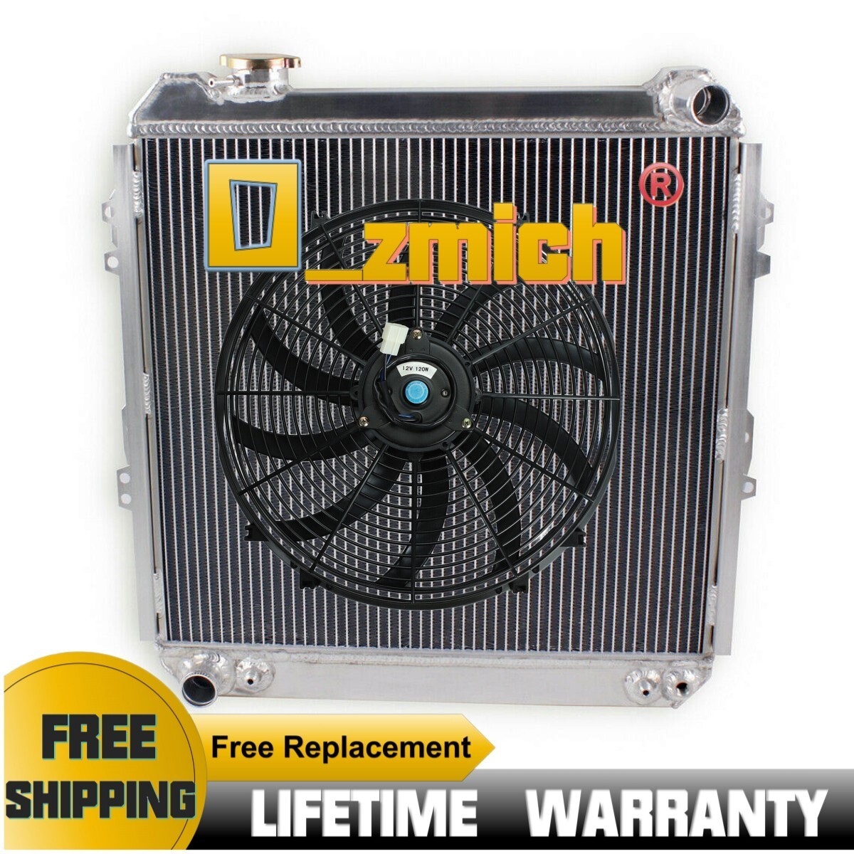 FILA Radiatore alluminio 3 file + ventola 16" per Toyota 4Runner Pickup V6 3.0L 1988 1995