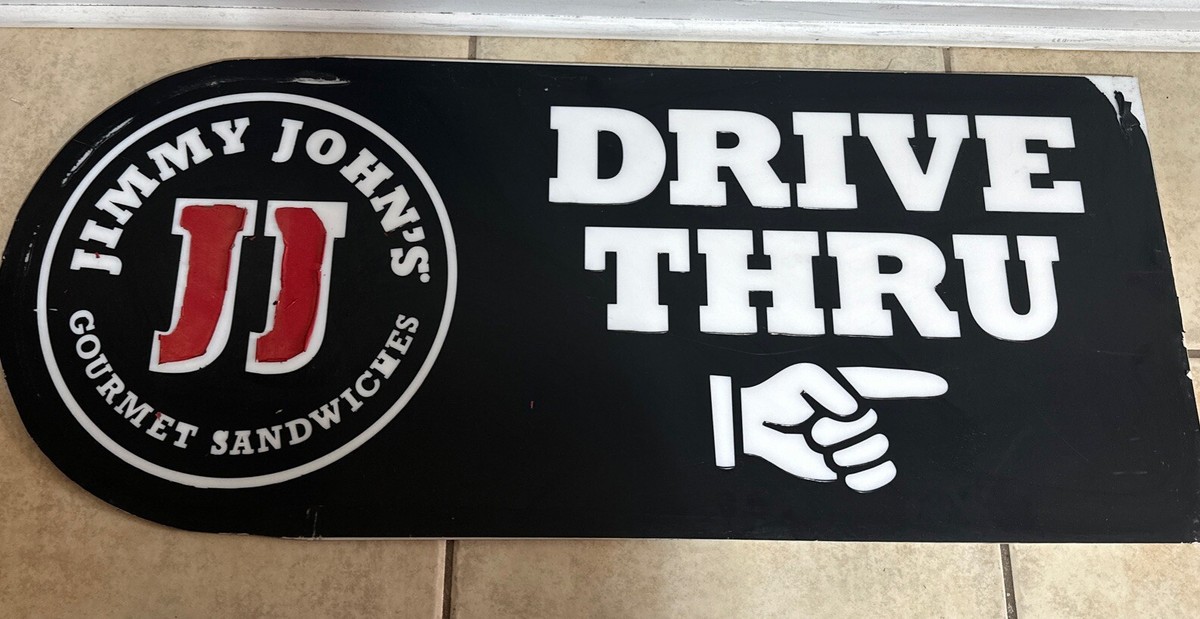 AUTHENTIC JIMMY JOHN'S Drive Thru SIGN FRANCHISE SIGN Plexiglass
