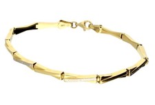 Flaches Goldarmband 585 Gold ARMBAND Gelbgold,-Weißgold 14 Karat Bicolor, 19cm