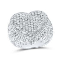 10K WeißGold Original Diamant Damen GewöLbter BüNdel Herz Cocktail Ring 3 Karat