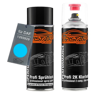 Autolack 2K Spraydosen Set für DAF 1293929 Olympic Blue Basislack 2K Klarlack