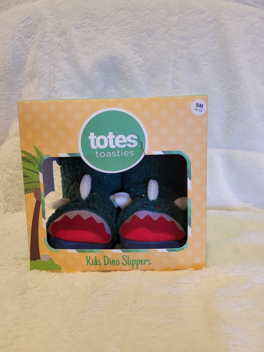 Kids Totes Toasties Dino Slippers Size Small 11-12 New