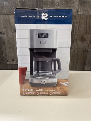 GE 12-Cup Drip Coffee Maker Glass Carafe Programmable Stainless Steel Silver - Picture 5 of 6