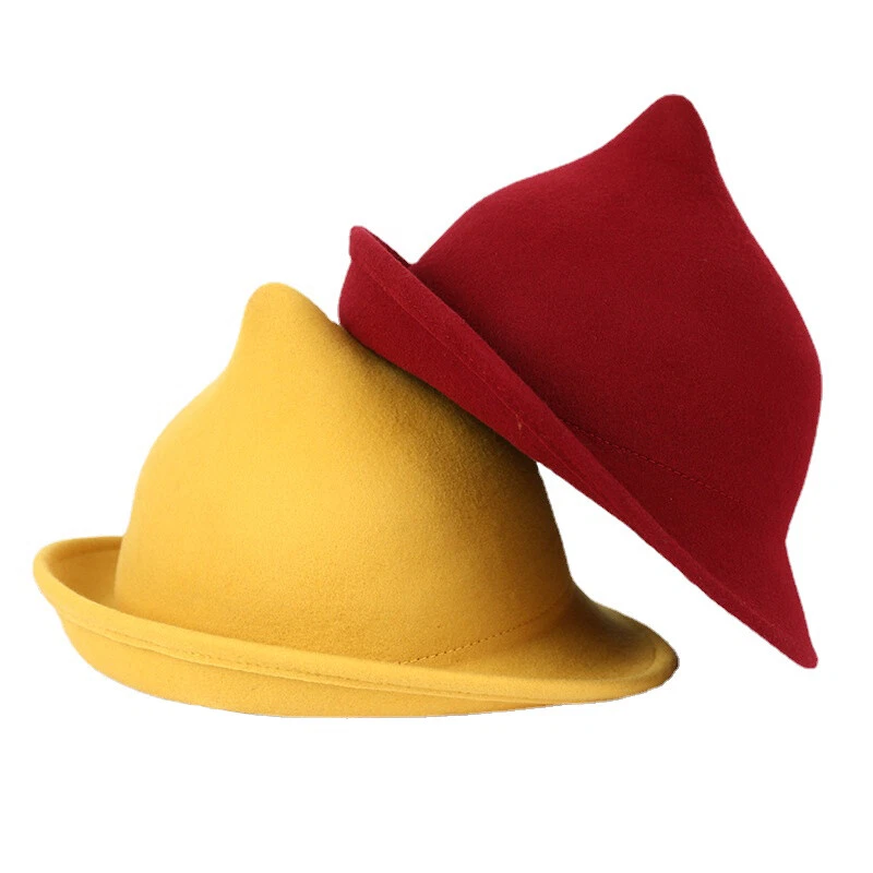 Lady Wool Witch Hat Masquerade Cosplay Costume Cloche Cap Halloween Party Hat - Image 4 of 4