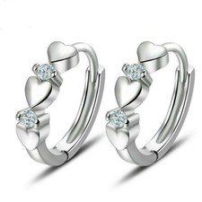 Elegant 925 Silver Plated Heart Hoop Earrings for Women Jewelry Lab Created