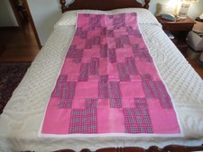 HANDMADE Signed CONGRATULATIONS Tied PATCHWORK QUILT THROW - 33-1/2" x 69"