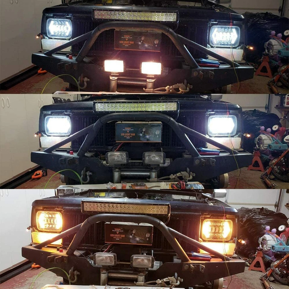 210W 5x7'' 7x6'' LED Headlight Hi-Lo Beam DRL For Jeep Cherokee XJ Wrangler YJ - Image 3 of 4