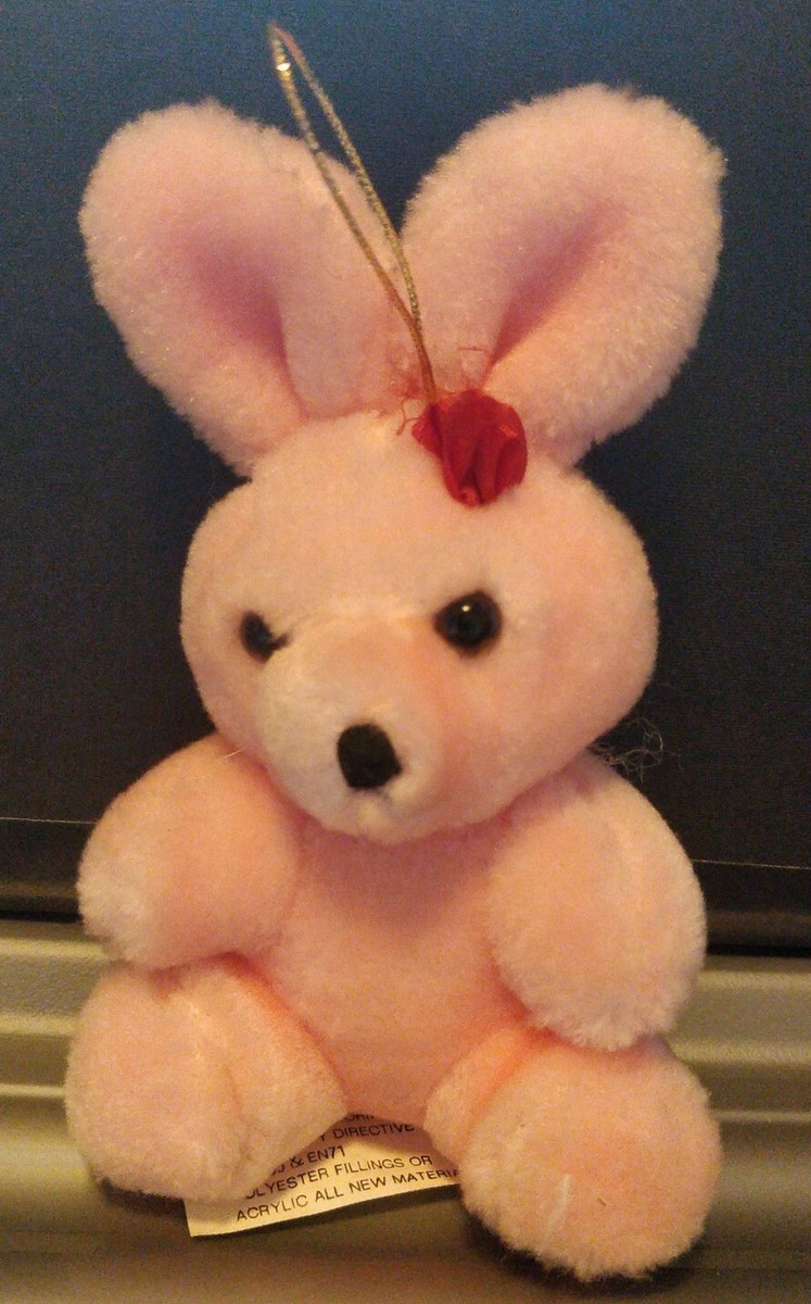 Small Pink Bunny Rabbit Plush (with Gold Loop); late 90s/early