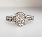 Right Hand Ring 1.66 ctw Sz 11 14K White Gold Diamond Illusion Cluster Cocktail