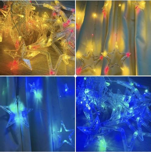 Star Curtain Hanging Lights 12 Stars 138 LED Multicolor Christmas Window 8 Modes - 第 9/9 張圖片