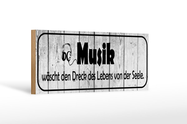 Holzschild Spruch 27X10 Cm Musik WäScht Dreck Des Lebens Deko Schild Wooden Sign-image