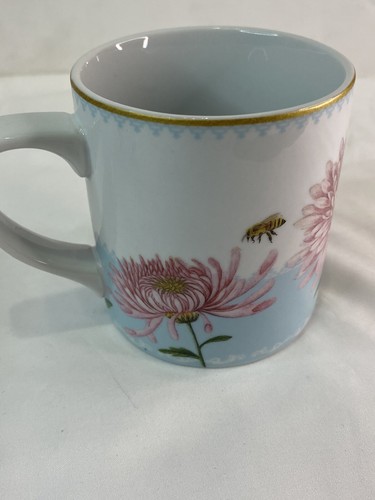 Williams Sonoma Spring Garden Bird Mug Flowers & Bee Yellow Finch Mums Easter - Picture 4 of 11