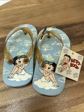 Betty Boop, Sandali Infradito Bambini 7/8 Angolo Blu Vintage Nuovi Vecchio Stock