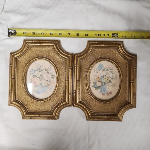 Quadri vintage Homco con cerniera cornice oro floreale Cottagecore decorazione arte da parete 7639 HTF - Foto 13 di 17