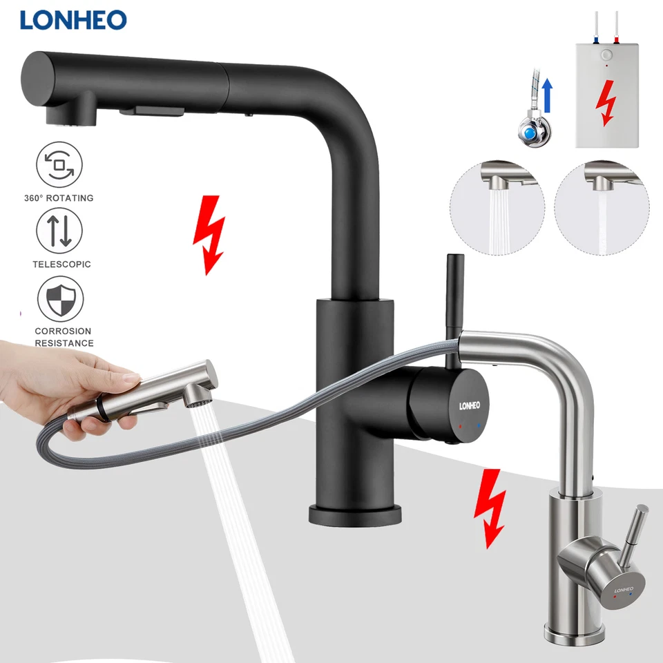 LONHEO MAX Niederdruck Küchenarmatur mit 360° Wasserhahn Küche Einhand Spültischarmatur