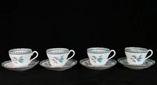 4 Sets of Spode Green Teal Darlington Y6569 Cup and Saucer