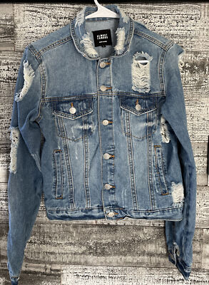 Women's Almost Famous Faded Blue Jean Jacket Distressed- Size