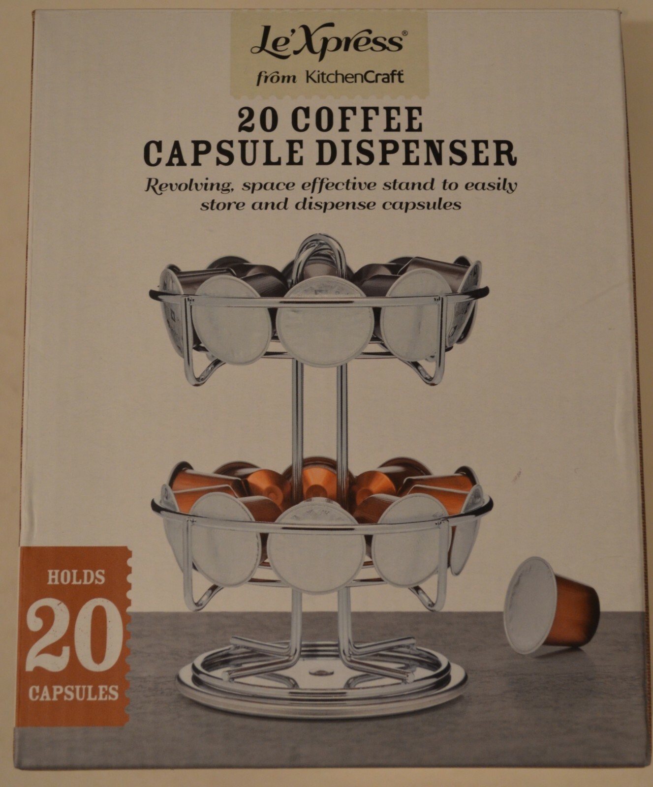 KITCHEN CRAFT LE'XPRESS NESPRESSO REVOLVING COFFEE POD/CAPSULE DISPENSER HOLDS 2
