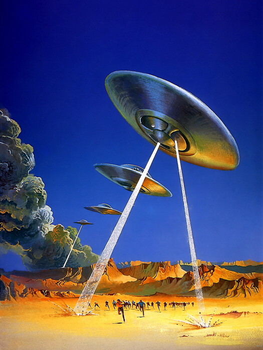 V5112 UFO Flying Saucer Alien Attack Vintage Retro Decor WALL